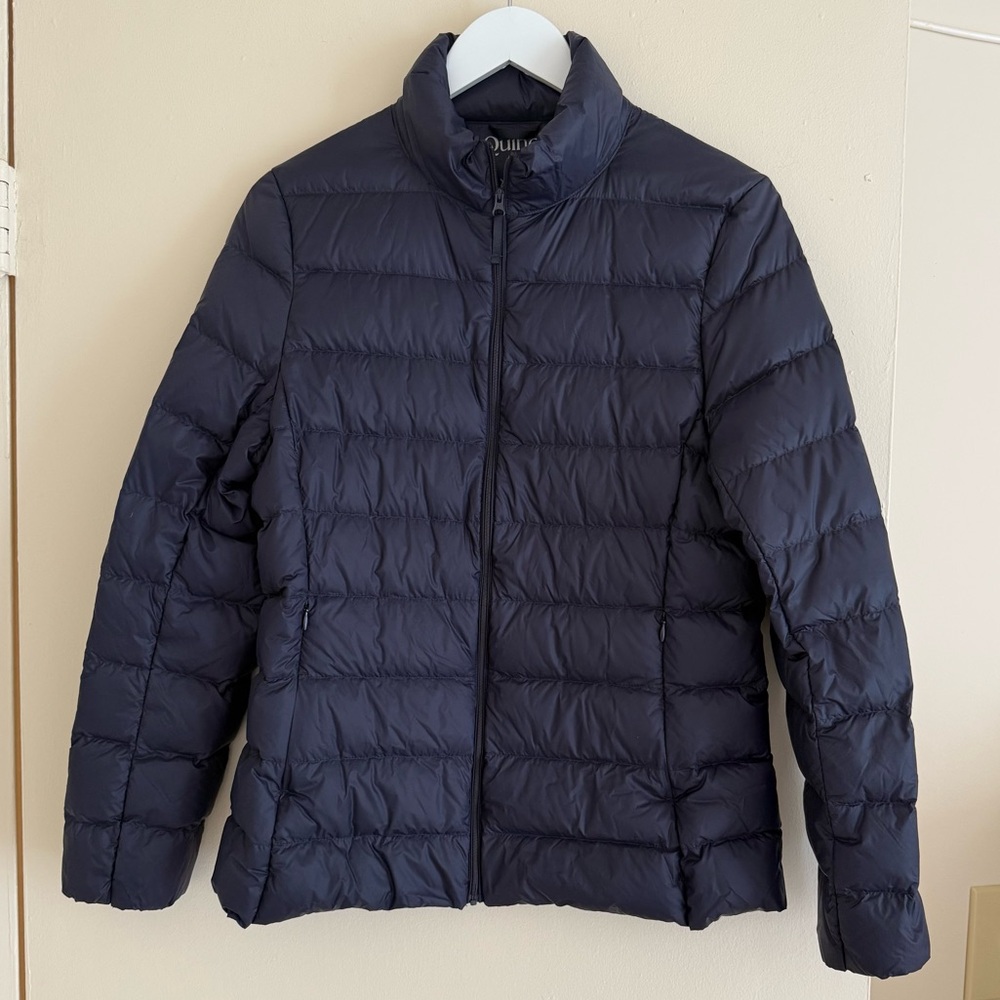 Quince Lightweight Down Puffer Jacket, Navy Blue, Size M